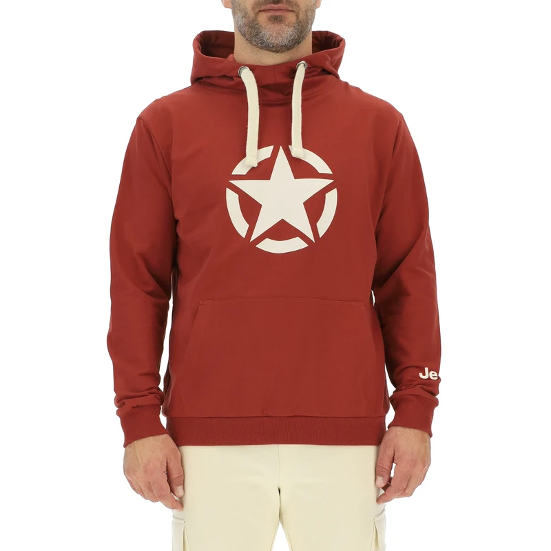 JEEP O102717-R760 J MAN HOODED SWEATSHIRT STAR Large Print J23S Red Ochre/Almond L