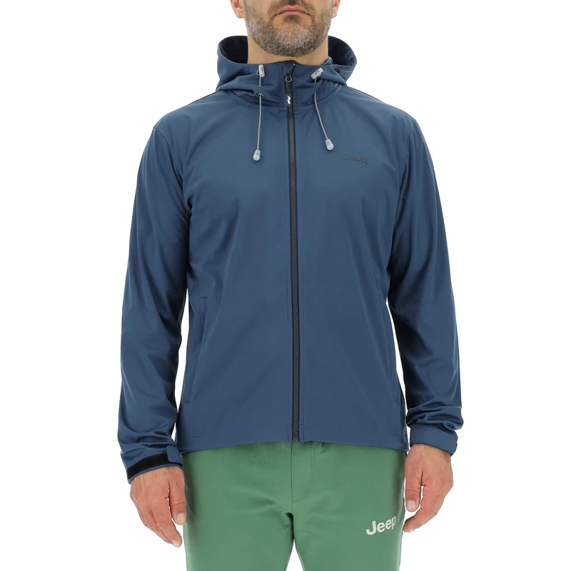 JEEP O102714-Q021 J MAN LIGHT HOODED SOFTSHELL JACKET W/Zipped Pockets J23S Canvas Blue S