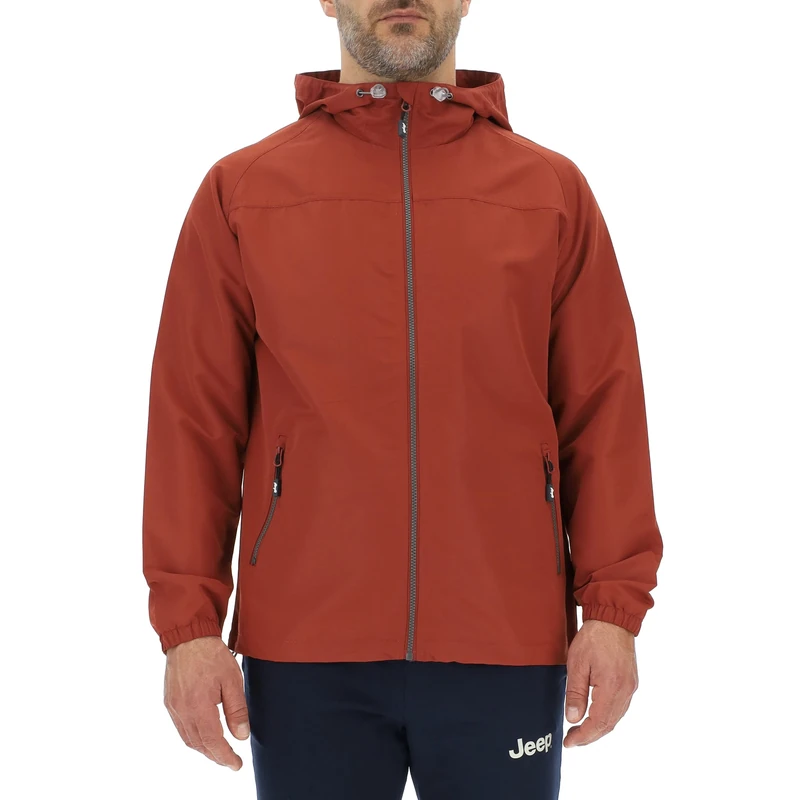 JEEP O102712-R760 J MAN LIGHT HOODED WIND JACKET Outline Back Print J23S Red Ochre/Almond S