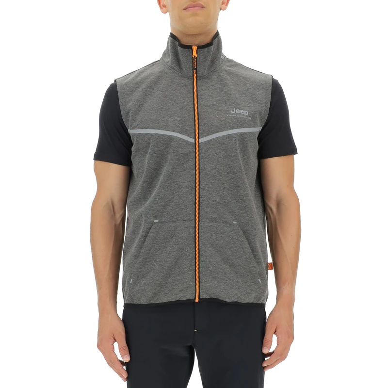 JEEP O102621-G419 XP MAN TECH SWEAT VEST W/Kangaroo Pocket JX22A Dark Grey Mel/Black XXL