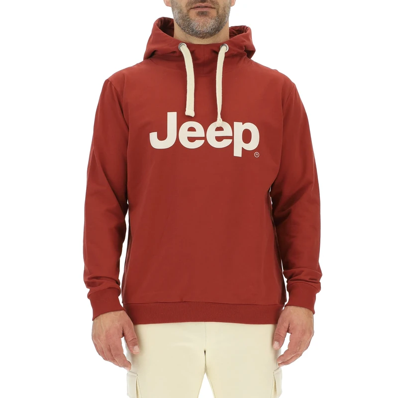 JEEP O102716-R760 J MAN HOODED SWEATSHIRT Large Print J23S Red Ochre/Almond L