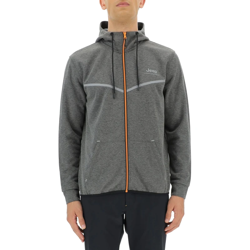 JEEP O102620-G419 XP MAN HOODED TECH SWEAT JACKET W/Kangaroo Pocket JX22A Dark Grey Mel/Black S