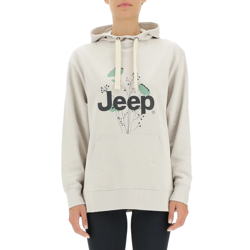 JEEP O102606-J863 J WOMAN HOODED OVERSIZE SWEATSHIRT Botanical Print J22W Light Graystone M