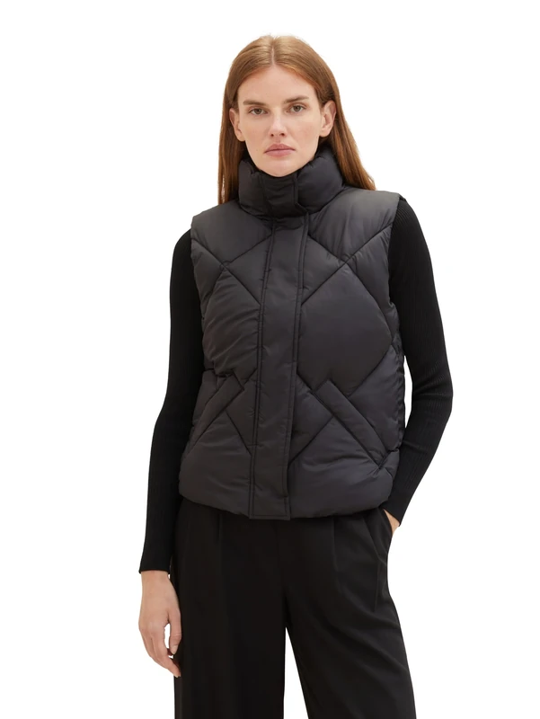 TOM TAILOR Women's Vest, 14482 - Deep Black, M - Image 1