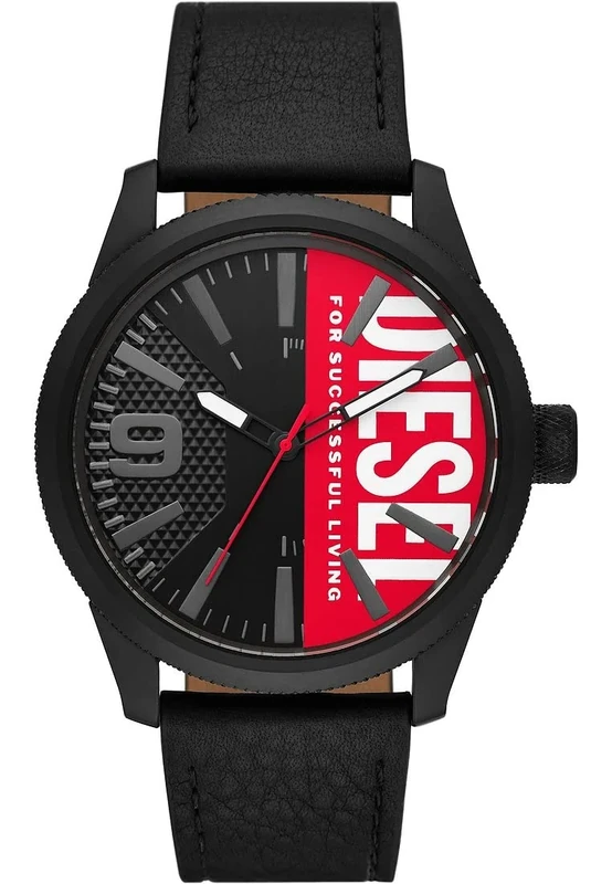 Diesel Watch for Men Rasp Nsbb Quartz/3 Hand movement 46mm case size with a Leather strap DZ2180