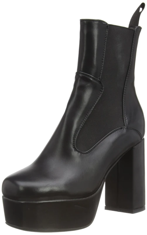 Lamoda 5 More BlackPU Platform Ankle Boots Modern Chic Trendy Everyday Wear Durable Comfort Ankle-High Boots for Casual Outings Office Style or Evening Events UK4