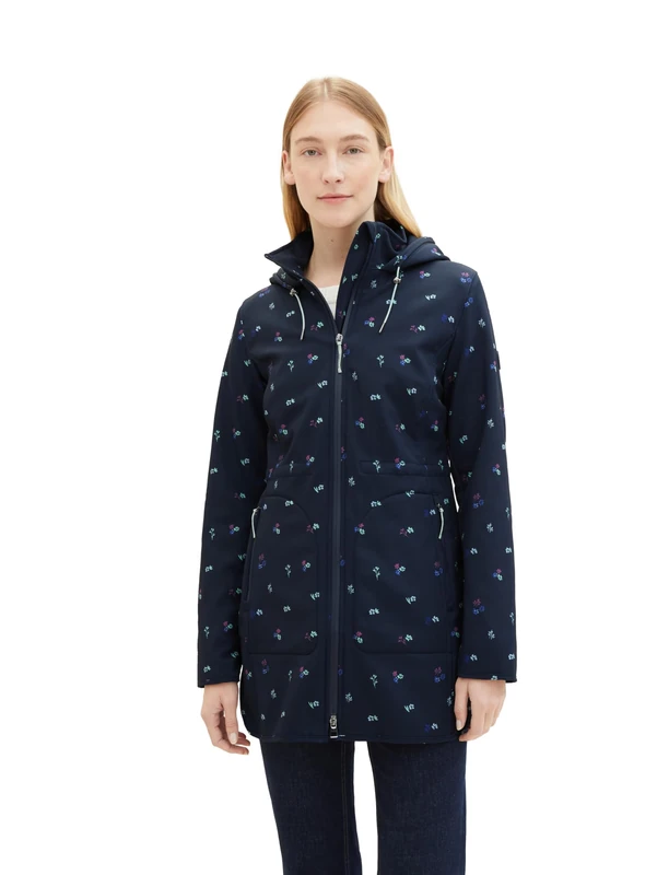 TOM TAILOR Women's Coat, 26733 - Navy Colorful Floral Design, XS