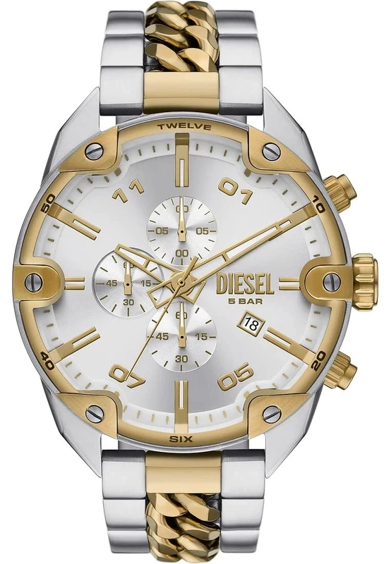 Diesel Watch for Men Spiked Quartz/Chrono movement 49mm case size with a Stainless Steel strap DZ4629