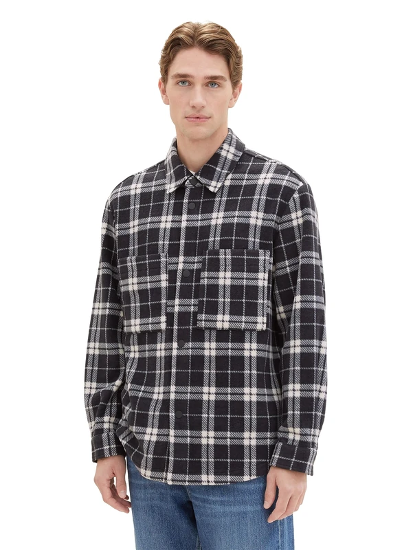 TOM TAILOR Denim Men's Jacket, 32685 - Black White Classic Check, S