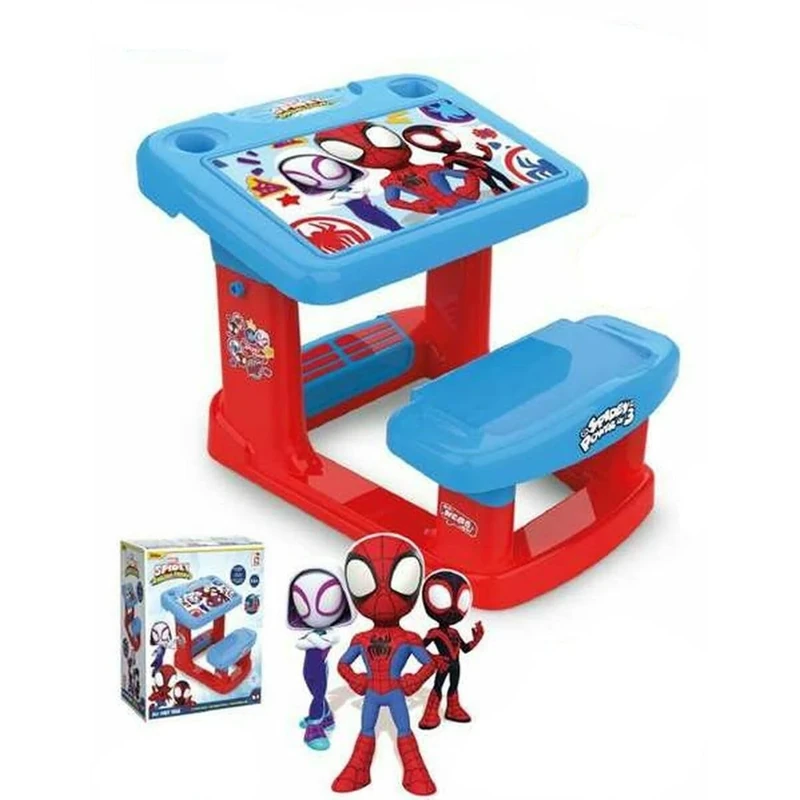 CHICOS - Pupitre Spidey | Children's Desk with Large Work Surface and Object Storage Compartments, Includes 5 Spidey Sheets, From 24 Months (51063)