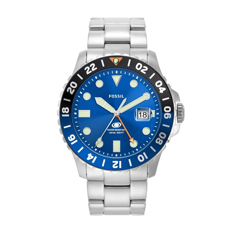 Fossil Watch for Men Fossil Blue GMT movement 46mm case size with a Stainless Steel strap FS5991