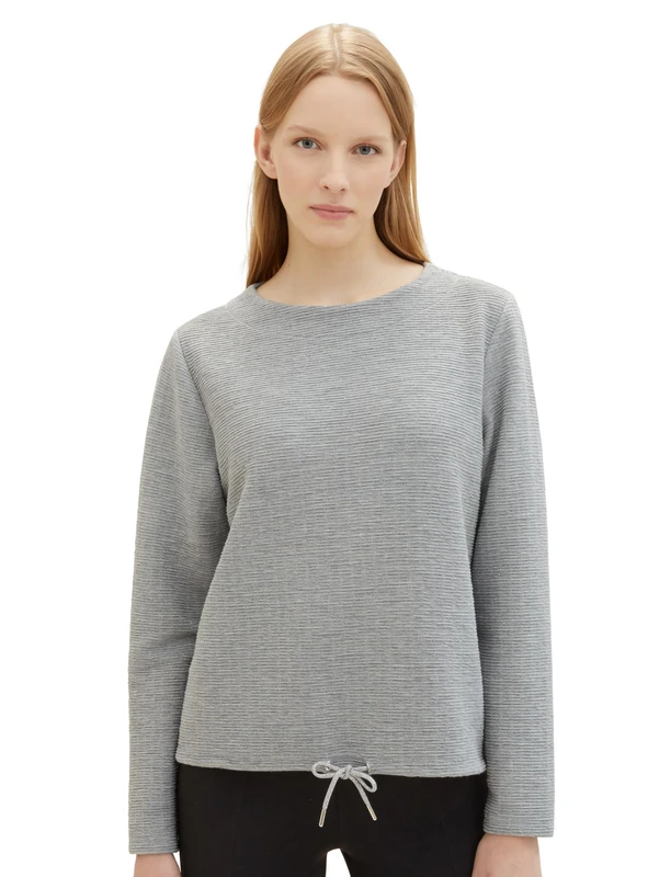 TOM TAILOR Women's 1039115 Sweatshirt, 21373-Medium Silver Grey Melange, L