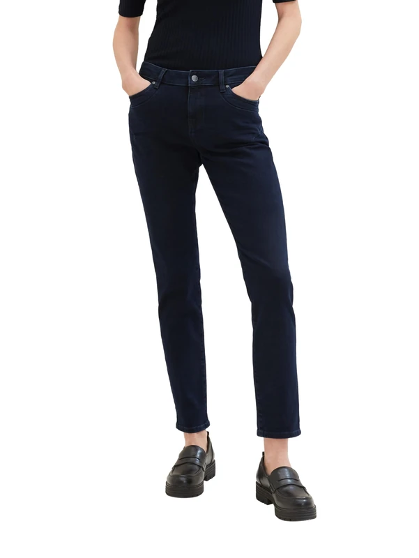 TOM TAILOR Women's 1038347 Tapered fit Jeans, 10173 – Dark Stone Blue Black Denim, 25W x 30L