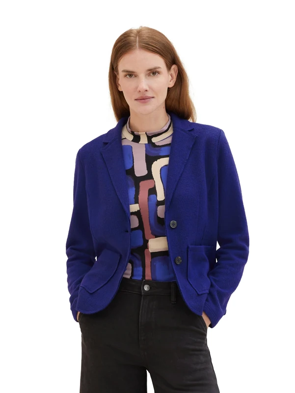 TOM TAILOR Women's Blazer, 33965 Crest Blue Melange, 22 - Image 1