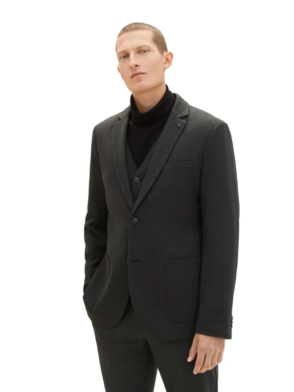 TOM TAILOR Men's Jacket, 10617 - Black Grey Melange, 38