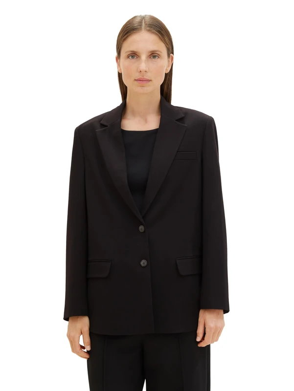 TOM TAILOR Women's Blazer, 14482 - Deep Black, 10
