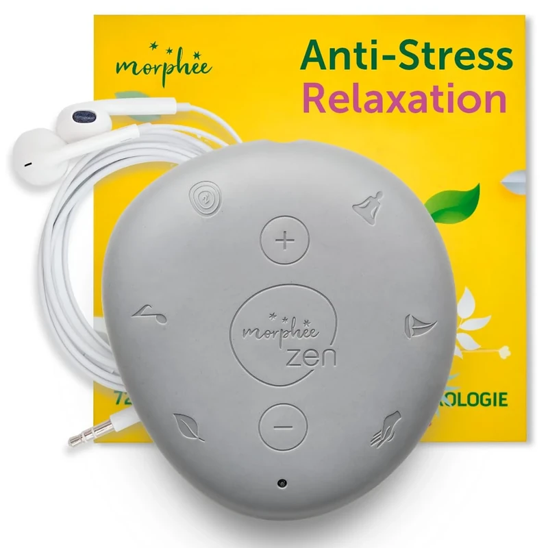 Morphee Relaxing Meditation Audio Pebble Sound Machine for All Ages – 5 Minute Guided Meditation Relaxation Sessions, Nature Sounds & More – Operates in 4 Languages (English, French, German & Dutch) - Image 1