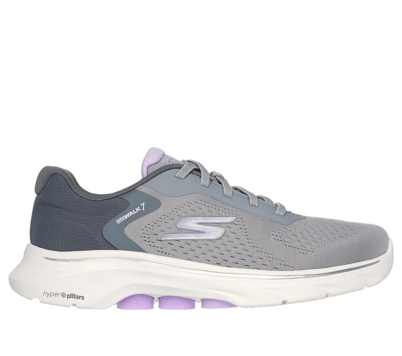 Skechers Womens Go Walk 7 - Cosmic Waves Athletic Walking Sneaker, Gray/Lavender, 11