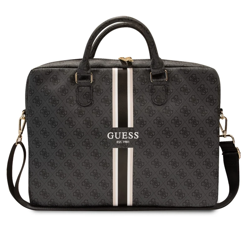GUESS 4G Printed Stripes, Unisex Adult Bag, Black, Controlla la descrizione