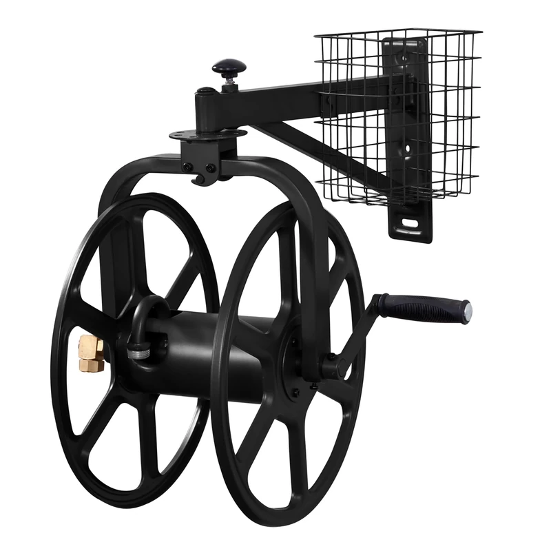Liberty Garden 712-B Single Arm Navigator Multi-Directional Garden Hose Reel, Holds 125-Feet of, 5/8-Inch, Black