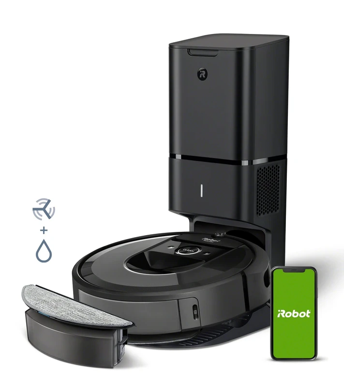 irobot Roomba Combo i8+ (i8576) 2-in-1 Robot Vacuum Cleaner and Washer Connected WiFi, Self-Emptying System - 2 Rubber Brushes - Smart Mapping - Compatible with Alexa, Google, Siri