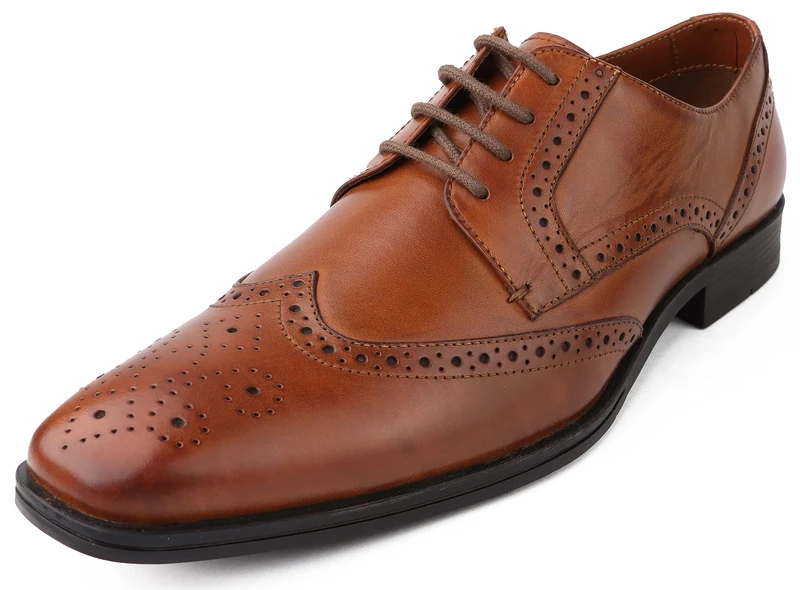 DIVCHI Classic Oxford Dress Shoes for Men Business Formal Brogues Derby Lace Up Shoes (Light Brown, uk_footwear_size_system, adult, men, numeric, medium, numeric_11)