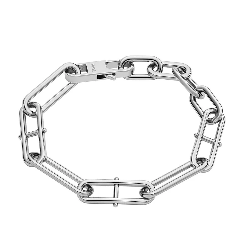 Fossil Bracelet for Women Heritage D-Link Stainless Steel Chain Bracelet, Length: 165mm/175mm/190mm, JF04502040