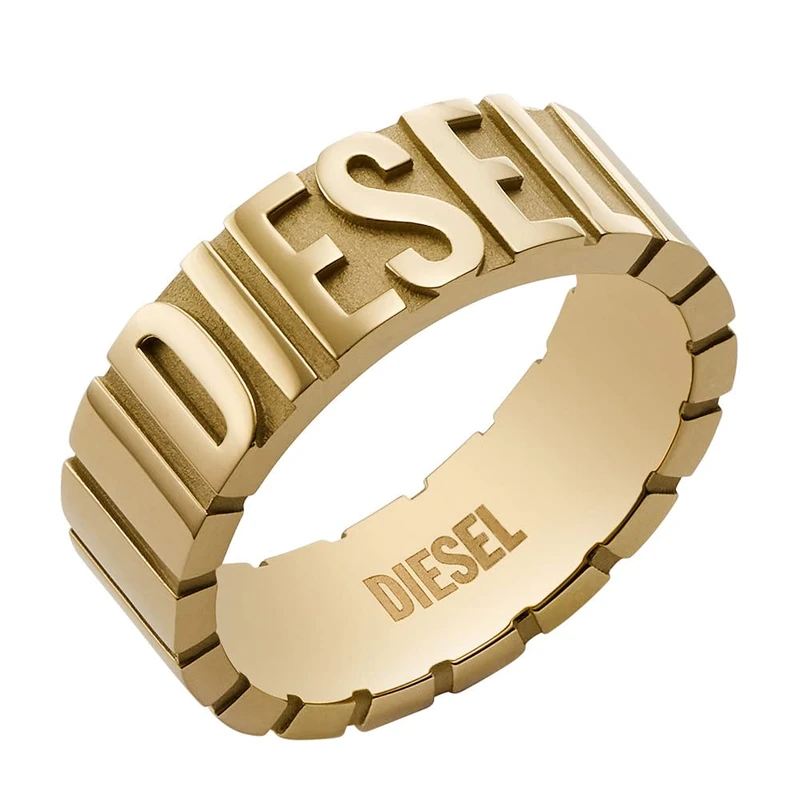 Diesel Ring for Men Gold-Tone Stainless Steel Band Ring, DX1439710