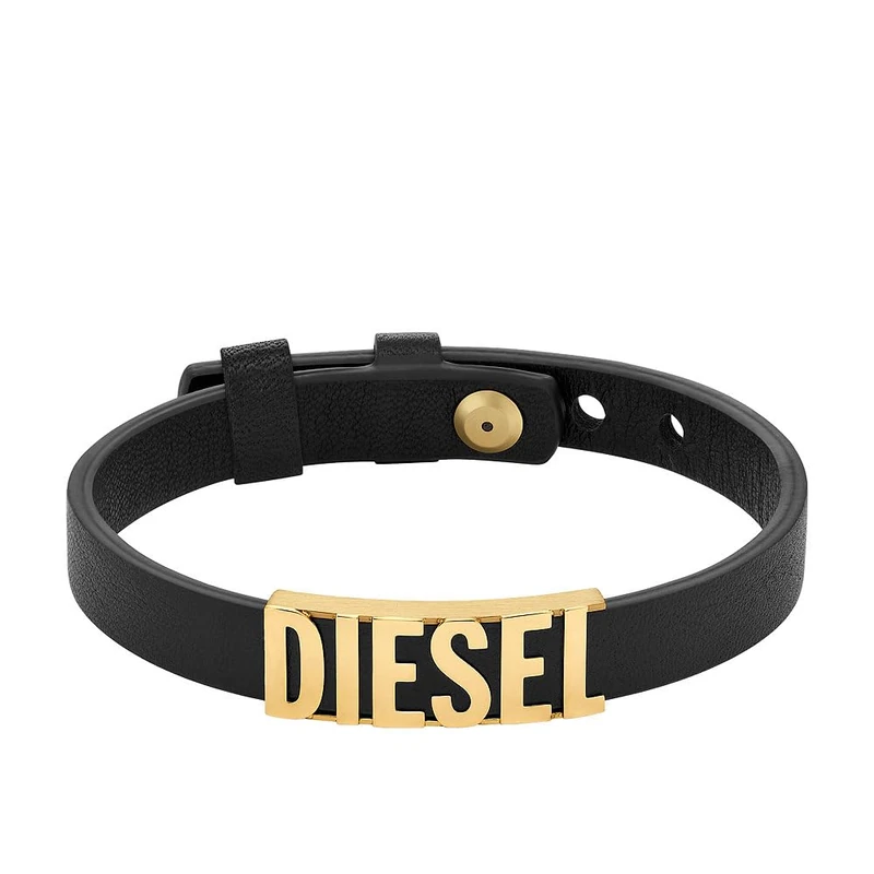 Diesel Men's Leather with button stud closure bracelet
