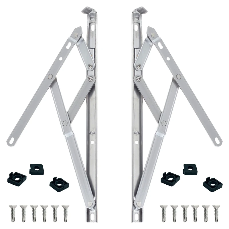 uPVC Universal Window Hinge Kit Double Glazing Friction Stay PVC 13mm 17mm Stack Non Handed Stainless Steel (8 inch)