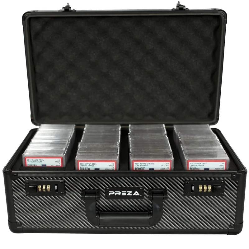 PREZA Graded Card Storage Box - Premium Trading Card Case for Graded Sports Cards - Carbon Fiber Slab Case (X-Large) - Image 1