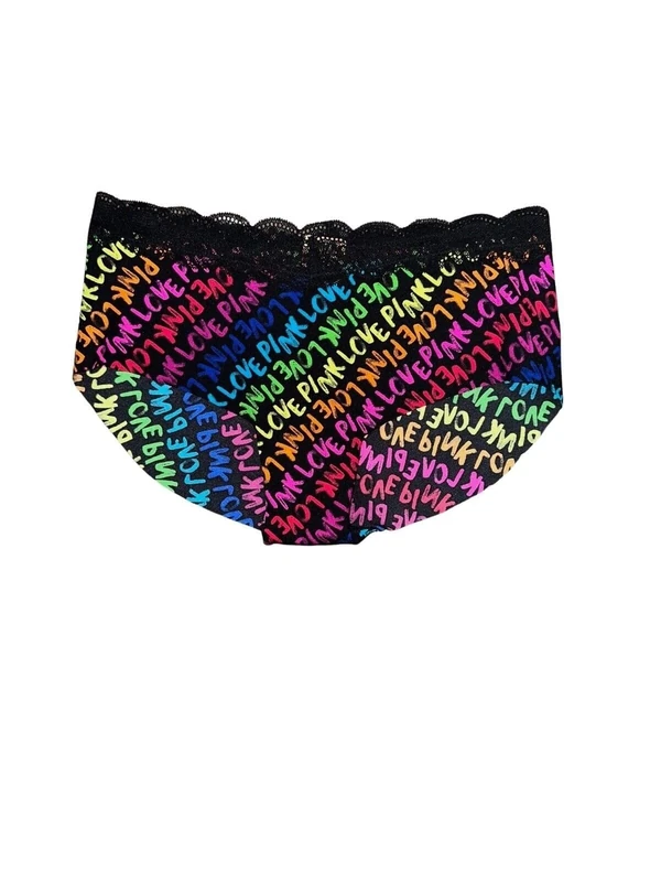 Victoria's Secret Pink No Show Hipster Underwear/Panty Multicolor New, Multicolor/Black, XL