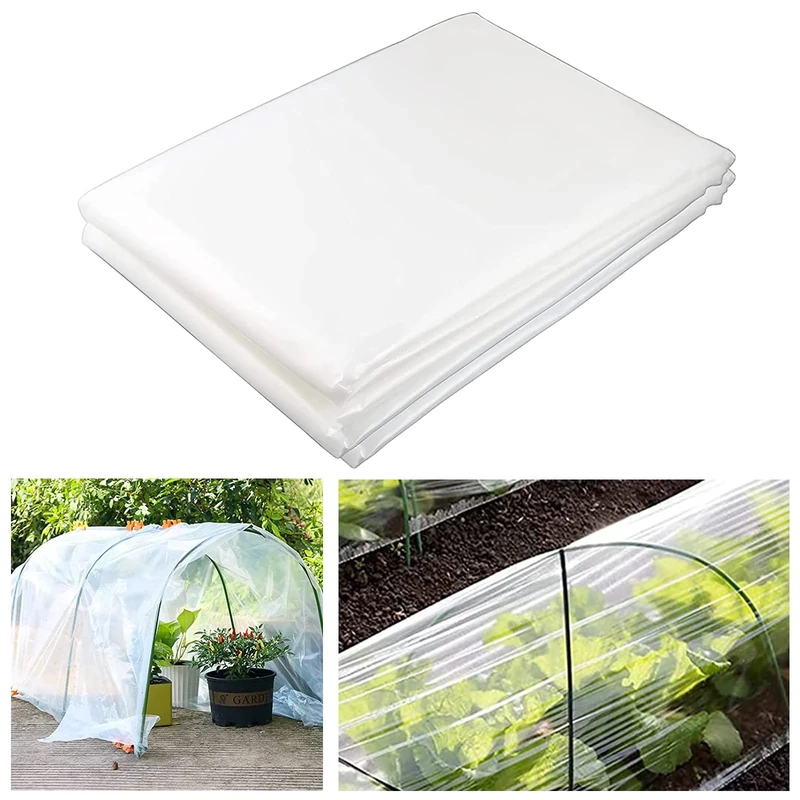 PALUDO 2 X 10M Extra Thick Clear Heavy Duty Polythene Sheeting, Plastic Dust Waterproof Sheets, Garden Grow Polythene Cover Sheets, for Gardening Insulation Building Rubble Protection (250Mu / 1000G)