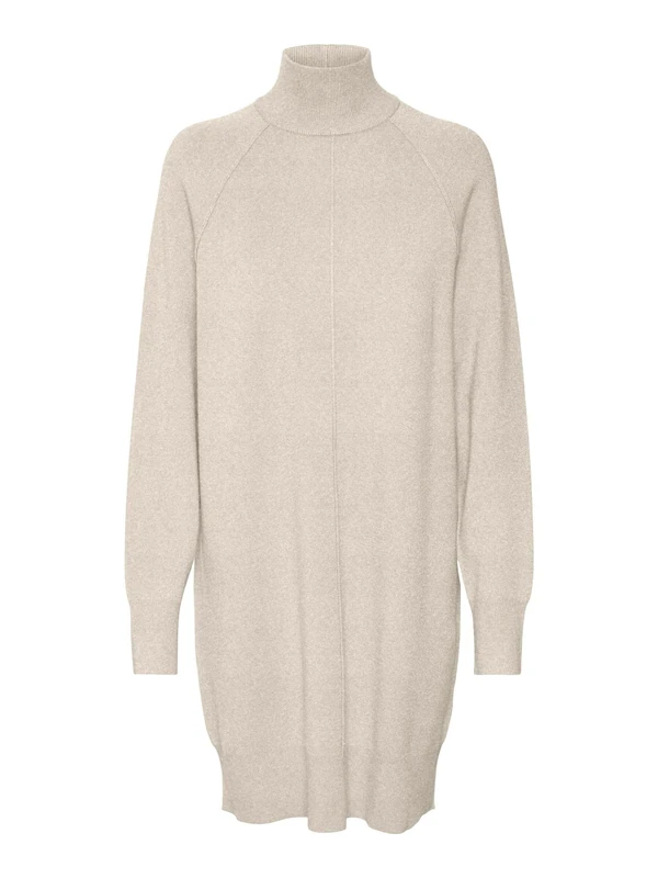 VERO MODA Women's Vmgold Link LS Short Highneck Dress Boo Dress, Birch, M