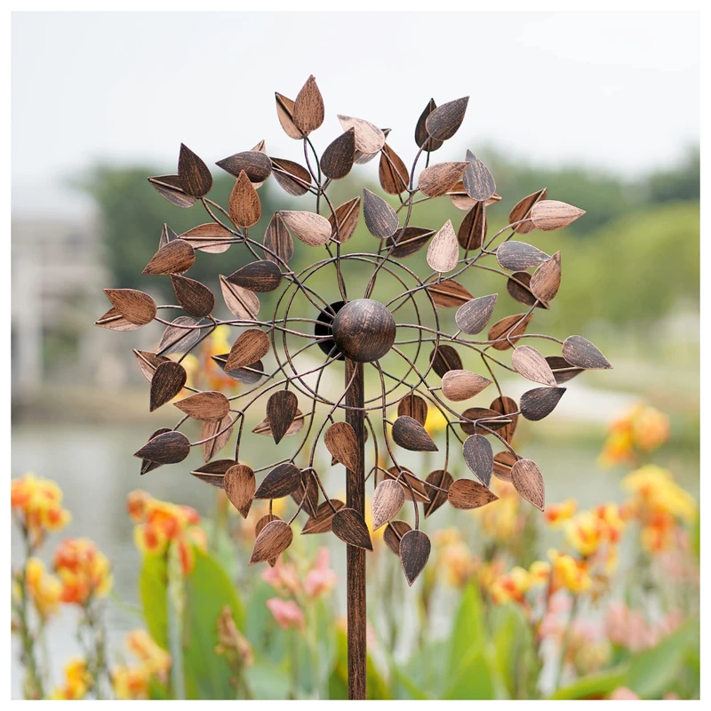 Cyan Oasis Yard Garden Wind Spinners - Large Outdoor Metal Wind Spinners with Stakes, Yard Art Lawn Garden Decor (W23“ x H84)