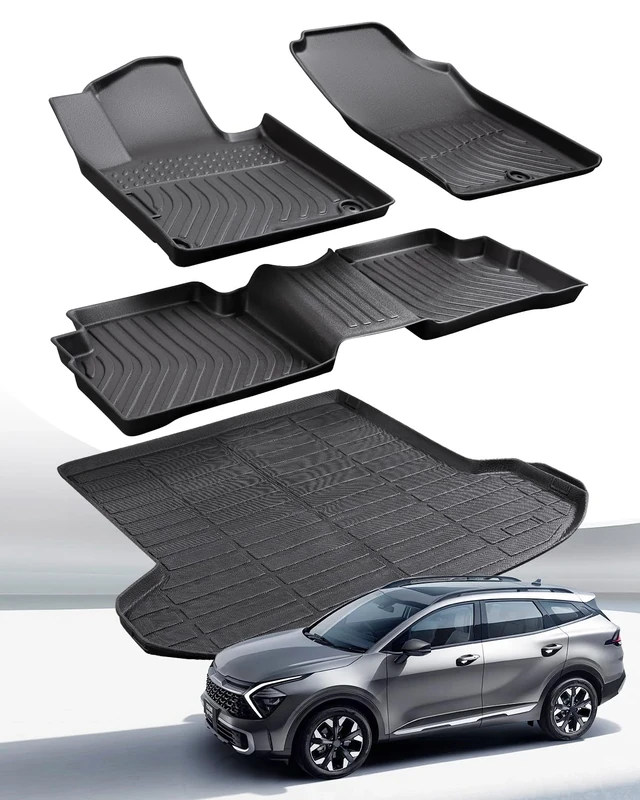 Weather Liner® for 2024 2023 Kia Sportage Floor Mats Not Hybrid, 4 PCS Custom Fit TPE Rubber All Weather Floor Liner for Front Rear Cargo Seat, Odorless | Waterproof Kia Sportage Interior Accessories