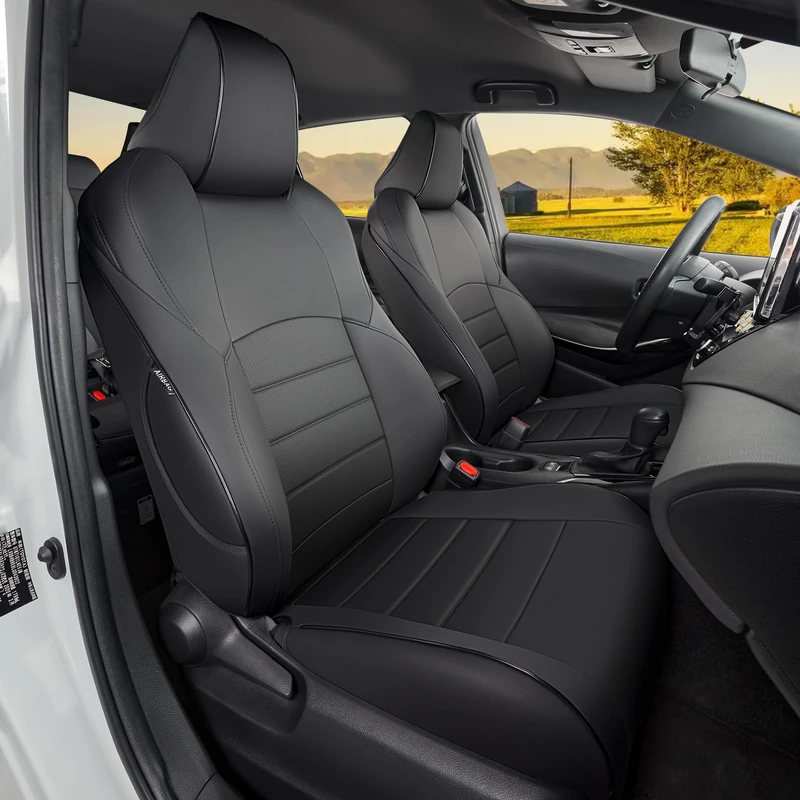 HKZ Fit Corolla Car Seat Cover Full Set for Toyota Corolla 2020-2025 SE,Nightshade & 2020-2022 SE Apex & 2023-2025 XSE & 2025 FX (Sedan-Only) - Faux Leather (Black)