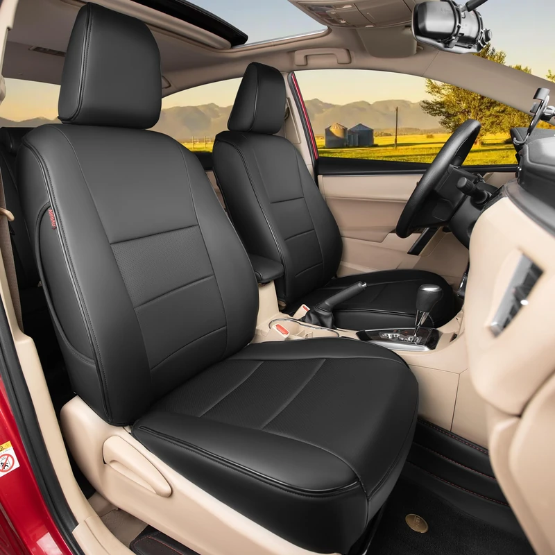 HKZ Custom Fit Corolla Car Seat Cover for Toyota Corolla 2023 2024 2025 L LE (Gasoline Model Only),5-Seats Full Set - Faux Leather (Black)