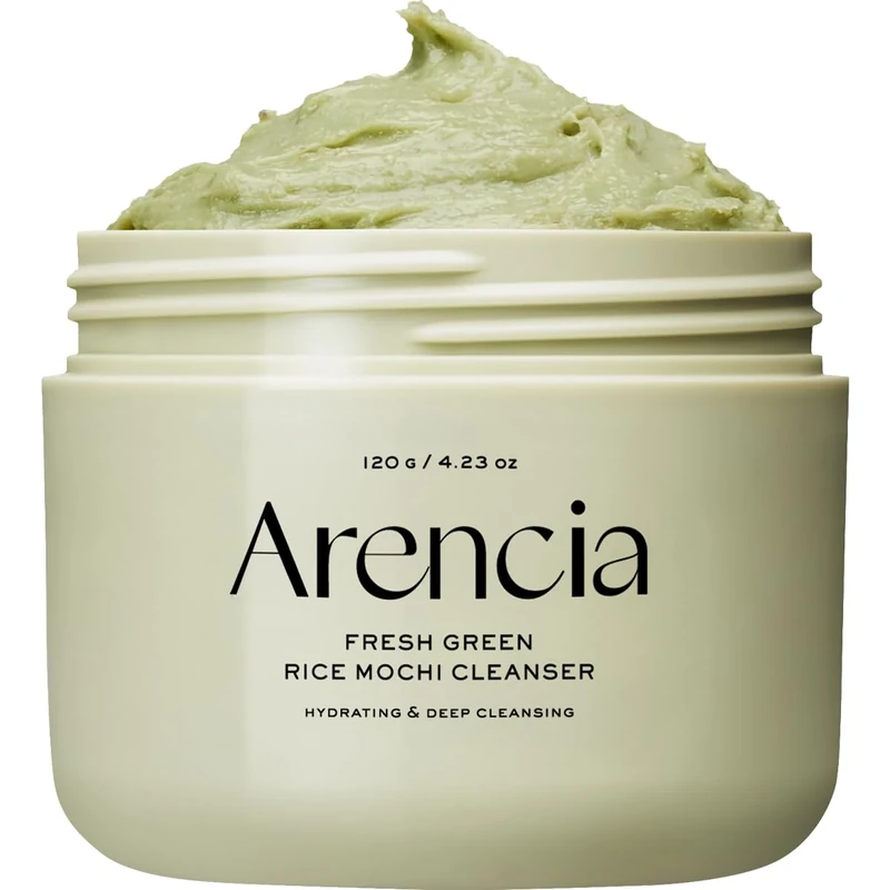 Arencia Korean Rice Mochi Face Cleanser - Face Mask, Foaming Cleanser, Gentle Scrub All in One - Deep Cleansing, Moisturizing, Pore Minimizing, Removing Blackhead- with Rice Water & Green Tea, Mugwort
