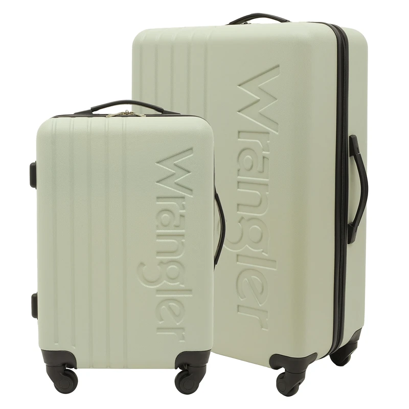 Wrangler 2/3 Pc Hardside Spinner Luggage Set, Pelican, 28" Check-in & 22" Carry On, 4-Wheel Spinner, Push-Button Trolley Handle