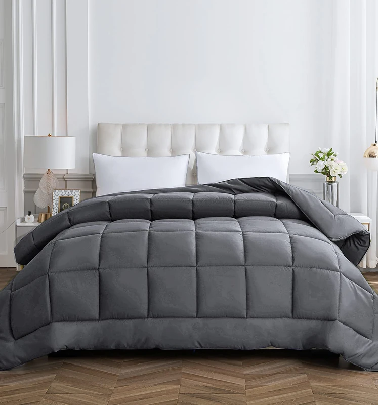 Cozynight Down Alternative Comforter-All Season King Comforters Duvet Insert with Corner Tabs-Breathable-Diamond Stitched Reversible Gray Comforter 106x90 inches