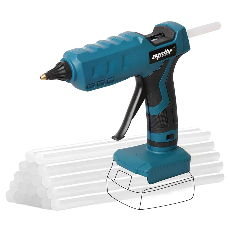 Glue Gun Cordless for Bosch Battery 18V GBA/GBA ProCORE Mellif Hot Glue Gun,Fast Preheating Glue Gun,with 20Pcs Full Size 11mm Sticks for DIY, Crafting (Tool Only, NOT Battery), Dark Blue (GG-04)…