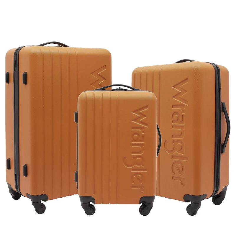 Wrangler 3 Piece Hardside Spinner Luggage Set, Maple Autumn, 28" Check-In Suitcase, 26" Check-In Suitcase, 22" Carry On, 4-Wheel Spinner System, Water Resistant, ABS Material