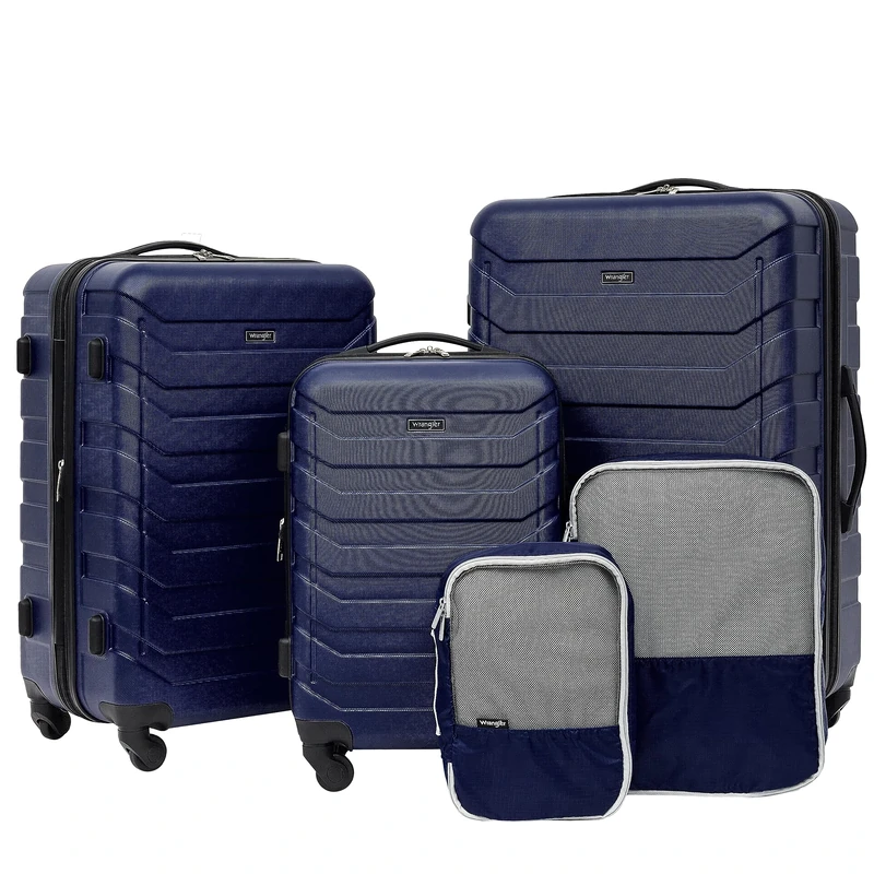 Wrangler 5 Pc Luggage and Accessories Set, Blue, 5 Piece Set, 5 Pc Luggage and Accessories Set