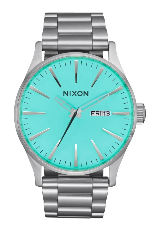 Nixon A356-2084-00 Men's Analogue Quartz Watch with Stainless Steel Strap, Silver Turquoise