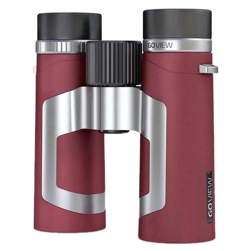 GoView ZOOMR 10x34 Compact and Portable Binoculars (10x Magnesium Case, Includes Smartphone Adapter and Accessories) Ruby Red