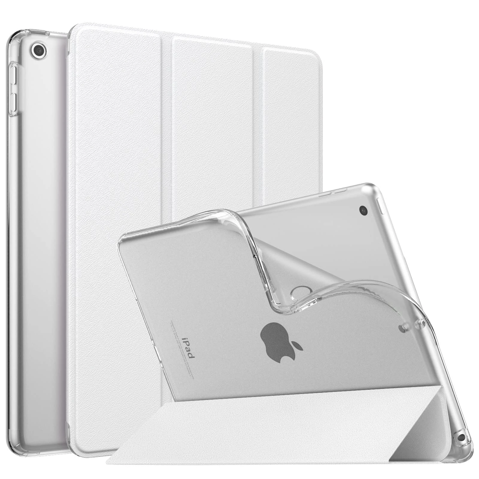MoKo Case for iPad 10.2 iPad 9th Generation 2021/ iPad 8th Generation 2020/ iPad 7th Gen 2019, Soft Frosted Back Cover Slim Shell Case with Stand for iPad 10.2 inch,Auto Wake/Sleep, White