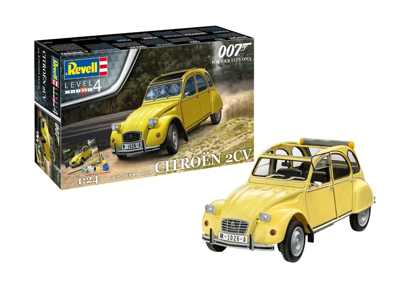 Revell Gift Set 05663 James Bond 007 For Your Eyes Only, Citroen 2 CV, 1:24 Scale Unbuilt Plastic Model Kit, With Accessories & Poster