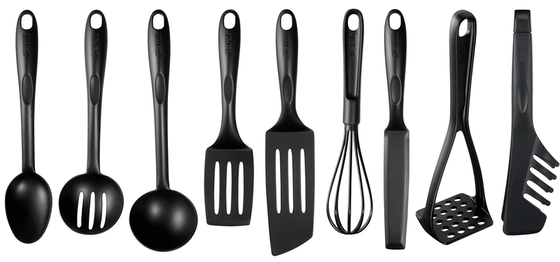 Tefal Bienvenue K001S925 Spatula Set, 9 Pieces, Preparing, Cooking, Serving, Heat-Resistant, Dishwasher Safe, No Scratch