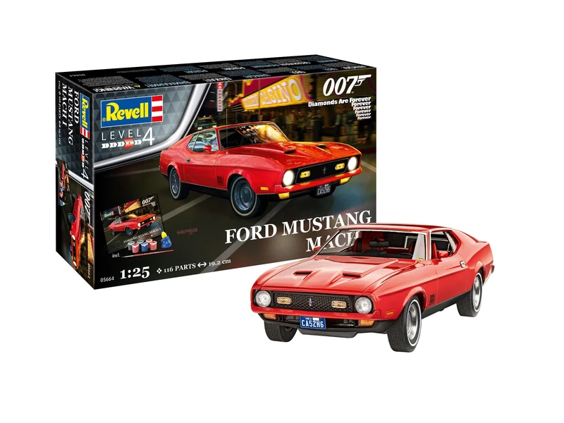 Revell Gift Set 05664 James Bond 007 Diamonds Are Forever, Ford Mustang Mach 1, 1:25 Scale Unbuilt Plastic Model Kit, With Accessories & Poster - Image 1
